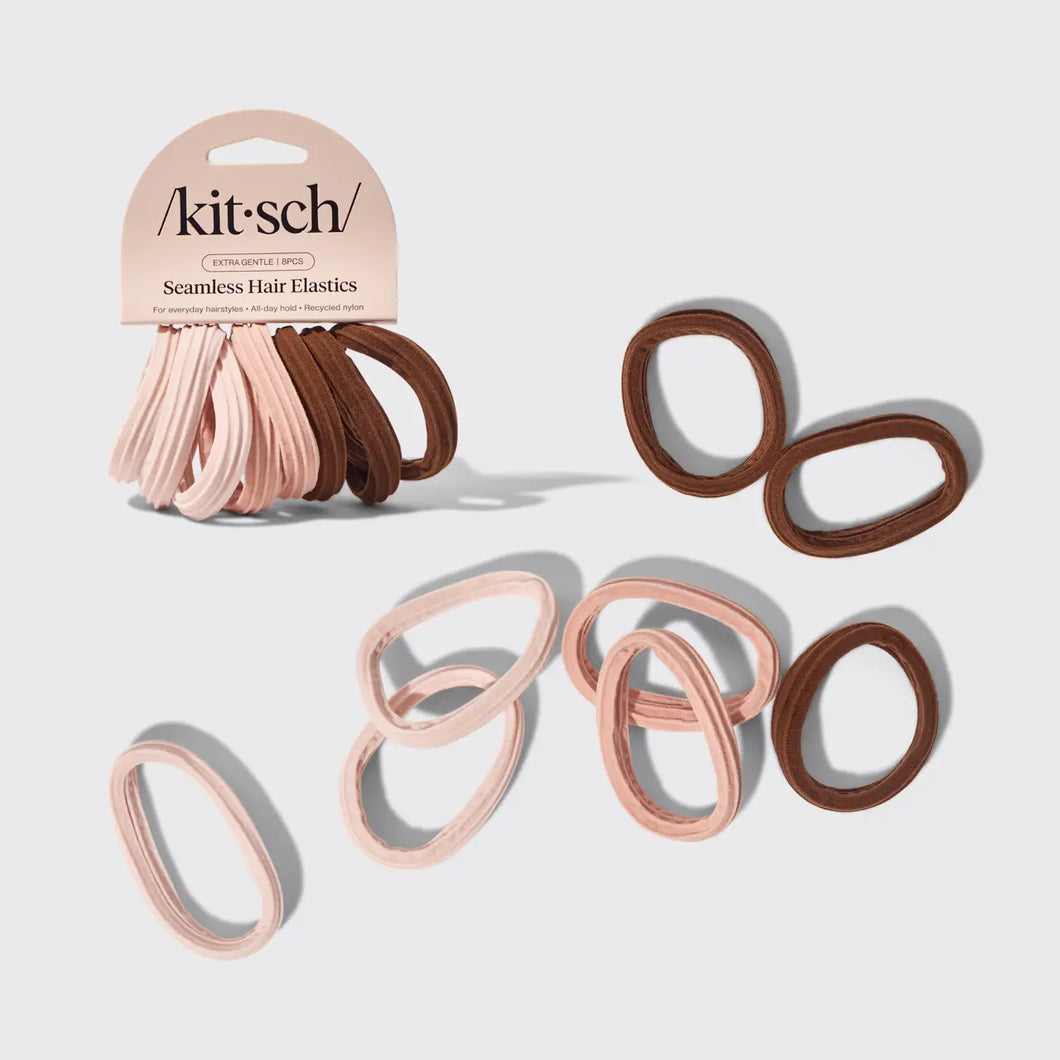 Kitsch - Recycled Seamless Hair Elastics 8pc Set -  Rosewood