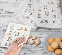 Load image into Gallery viewer, Winter Sports Cats Dishcloth
