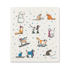 Load image into Gallery viewer, Winter Sports Cats Dishcloth
