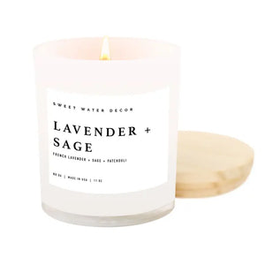Sweet Water Decor - Lavender + Sage Soy Candle White Jar 11oz