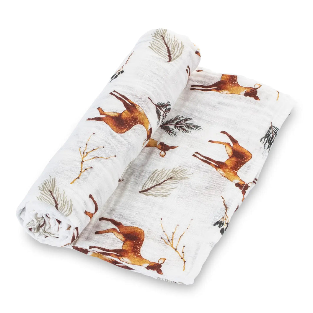 LollyBanks - Oh Deer Baby Muslin Swaddle Blanket