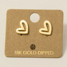 Load image into Gallery viewer, Gold Dipped Heart Stud Earrings
