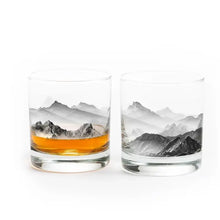 Load image into Gallery viewer, Mountains and Clouds Whiskey Glass
