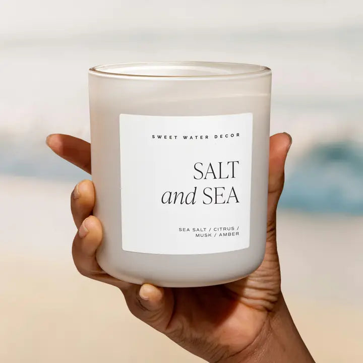 Sweet Water Decor - Salt And Sea Soy Candle Matte White Jar 15oz