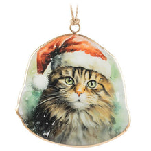 Load image into Gallery viewer, Cat with Santa Hat Ornament
