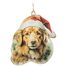 Load image into Gallery viewer, Dog with Santa Hat Ornament
