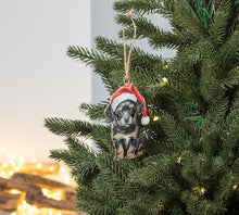 Load image into Gallery viewer, Puppy with Santa Hat Ornament

