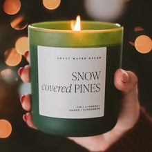 Load image into Gallery viewer, Sweet Water Decor - Snow Covered Pines Soy Candle Matte Green Jar 15oz
