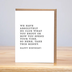 No Clue Birthday (Letterpress) Card
