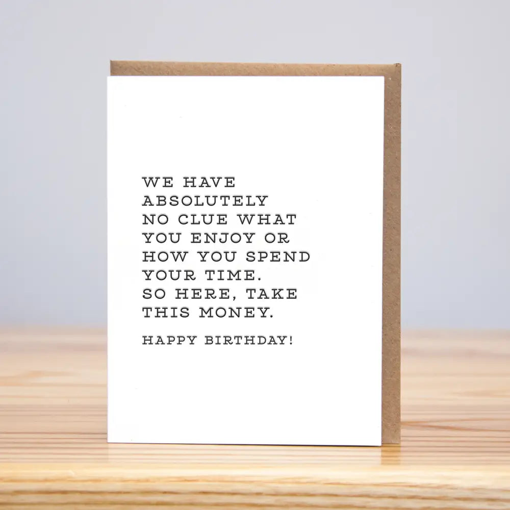 No Clue Birthday (Letterpress) Card