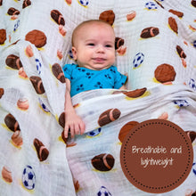 Load image into Gallery viewer, LollyBanks - Go Sports! Baby Muslin Swaddle Blanket
