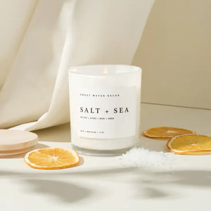 Sweet Water Decor - Salt & Sea Soy Candle White Jar 11oz