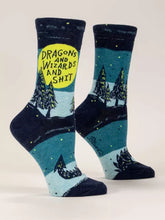 Load image into Gallery viewer, DRAGONS AND WIZARDS AND SHIT - WOMEN&#39;S CREW SOCKS
