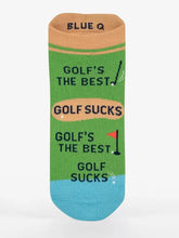 Load image into Gallery viewer, GOLF&#39;S THE BEST. GOLF SUCKS. GOLF&#39;S THE BEST. GOLF SUCKS. SNEAKER SOCKS
