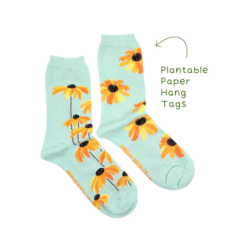 Friday Sock Co. - Women's Black Eyed Susan Floral Socks