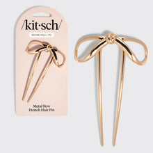 Load image into Gallery viewer, Kitsch - Mini Metal Bow French Hair Pin - Gold
