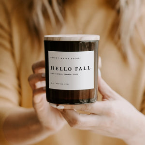Sweet Water Decor - Hello Fall Soy Candle Amber Jar 11oz