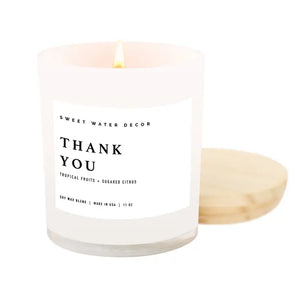 Sweet Water Decor - Thank You Soy Candle White Jar 11oz