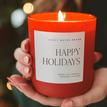 Load image into Gallery viewer, Sweet Water Decor - Happy Holidays Soy Candle Matte Red Jar 15oz
