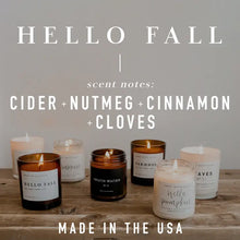 Load image into Gallery viewer, Sweet Water Decor - Hello Fall Soy Candle White Jar 11oz
