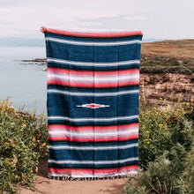 Load image into Gallery viewer, West Path - Aegean Blue and Pink Baja Diamond Blanket
