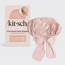Load image into Gallery viewer, Kitsch - Adjustable Oversized Satin Bonnet - Blush

