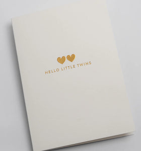 Hello Little Twins Golden Hearts Greeting Card