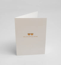 Load image into Gallery viewer, Hello Little Twins Golden Hearts Greeting Card
