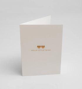 Hello Little Twins Golden Hearts Greeting Card