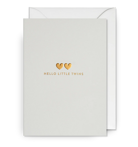 Hello Little Twins Golden Hearts Greeting Card