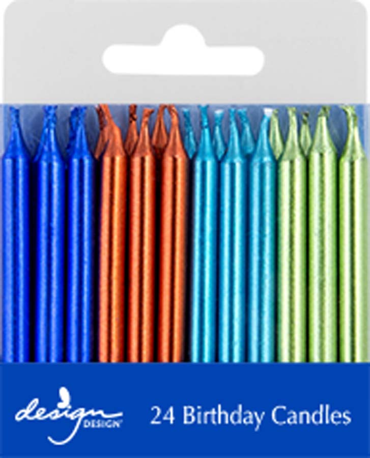 Blue Green Metallic Stick Birthday Candles