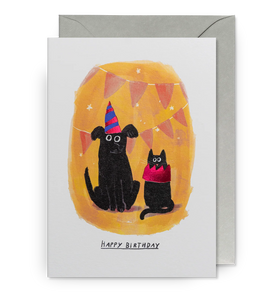 Party Hat Pets Happy Birthday Card