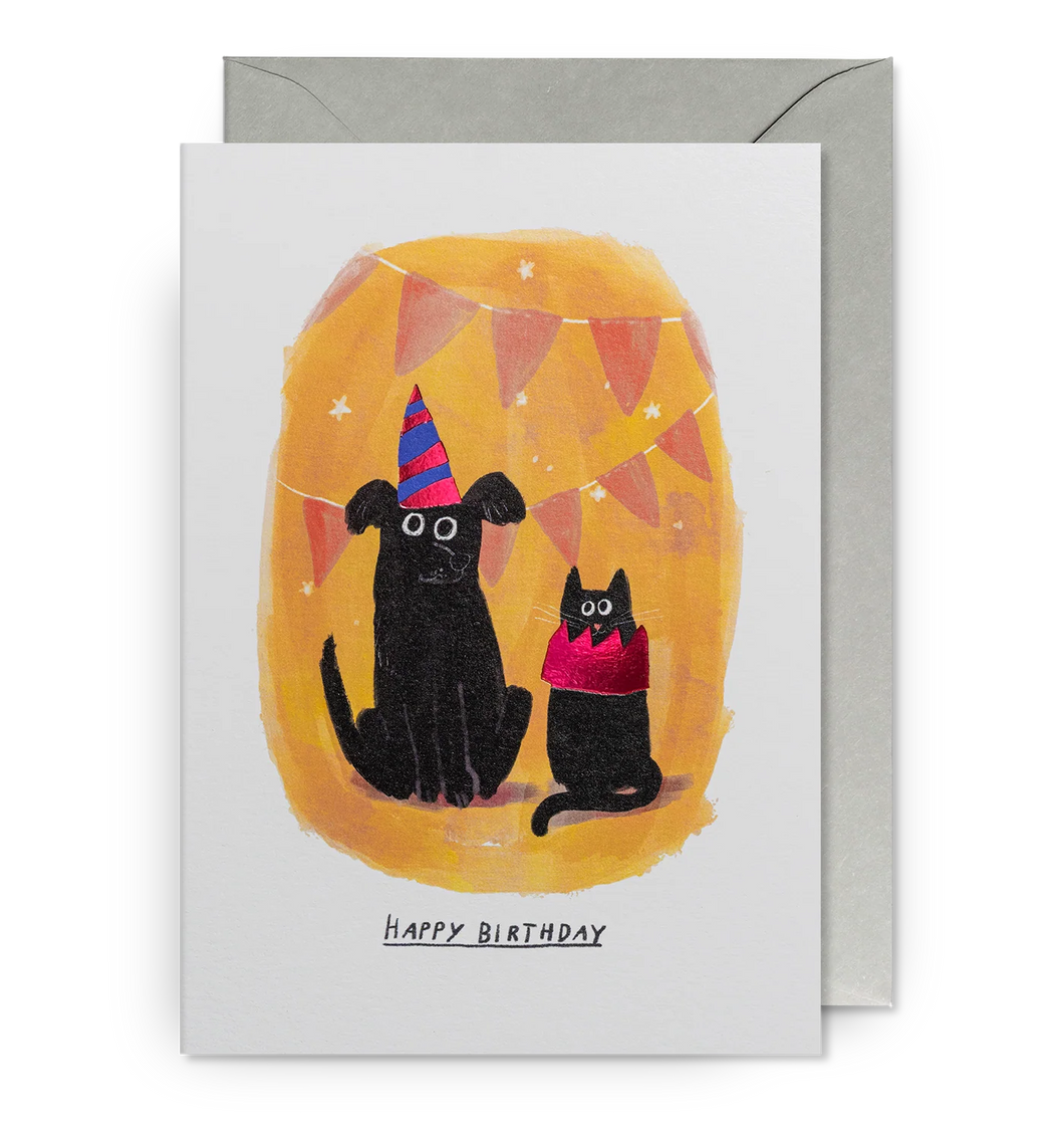 Party Hat Pets Happy Birthday Card