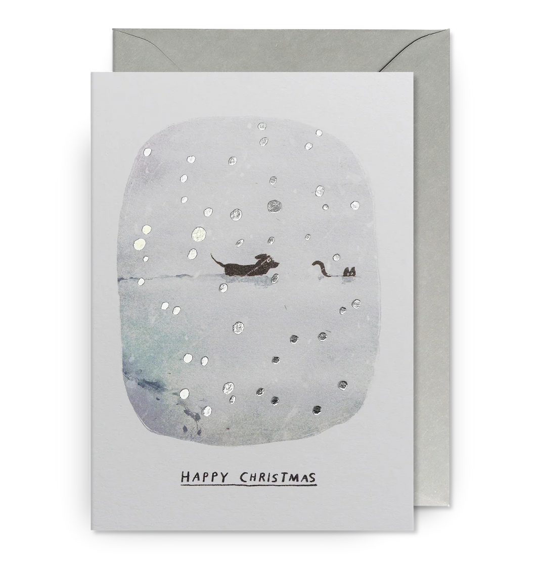 Deep Snow Cat & Dog Christmas Card