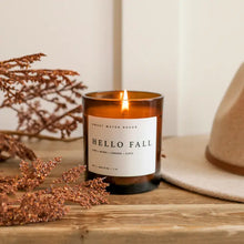 Load image into Gallery viewer, Sweet Water Decor - Hello Fall Soy Candle Amber Jar 11oz
