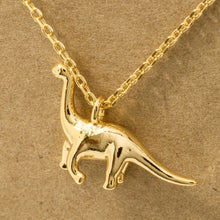Load image into Gallery viewer, Gold Dipped Brachiosaurus Dinosaur Pendant Necklace
