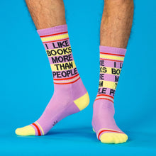 Load image into Gallery viewer, Gumball Poodle - I Like Books More Than People Gym Crew Socks
