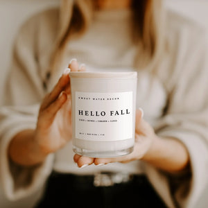 Sweet Water Decor - Hello Fall Soy Candle White Jar 11oz