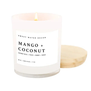 Sweet Water Decor - Mango + Coconut Soy Candle White Jar 11oz
