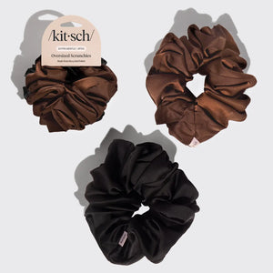 Kitsch - Black & Chocolate Oversized Scrunchies
