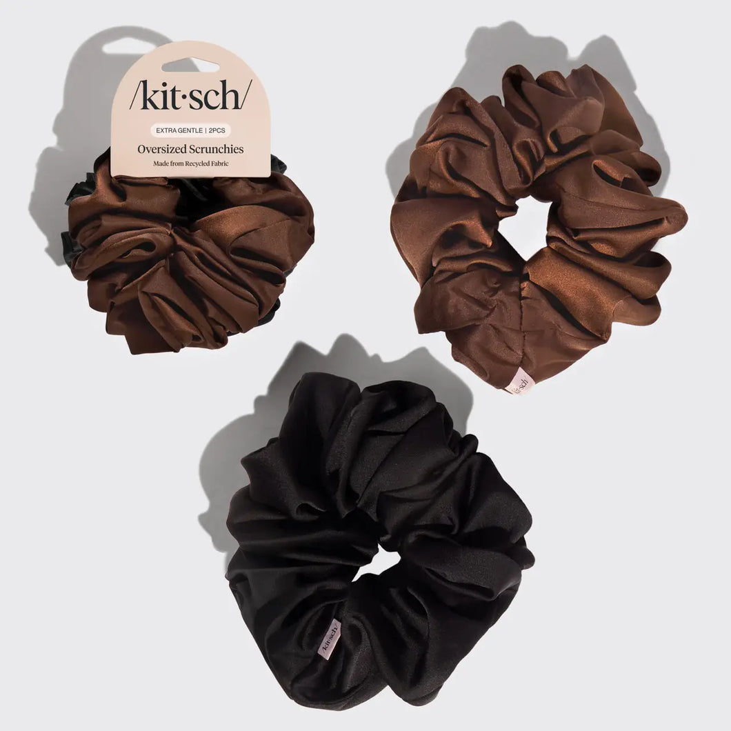 Kitsch - Black & Chocolate Oversized Scrunchies