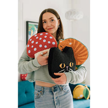 Load image into Gallery viewer, Black Cat Beaded Throw Pillow
