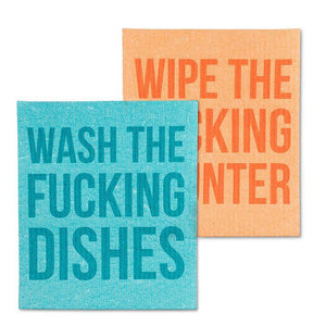 Wash the Dishes Dishcloths. Set of 2