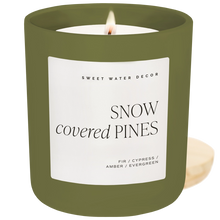 Load image into Gallery viewer, Sweet Water Decor - Snow Covered Pines Soy Candle Matte Olive Green Jar 15oz
