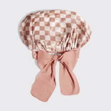 Load image into Gallery viewer, Kitsch - Oversized Satin Bonnet - Terracotta Checker
