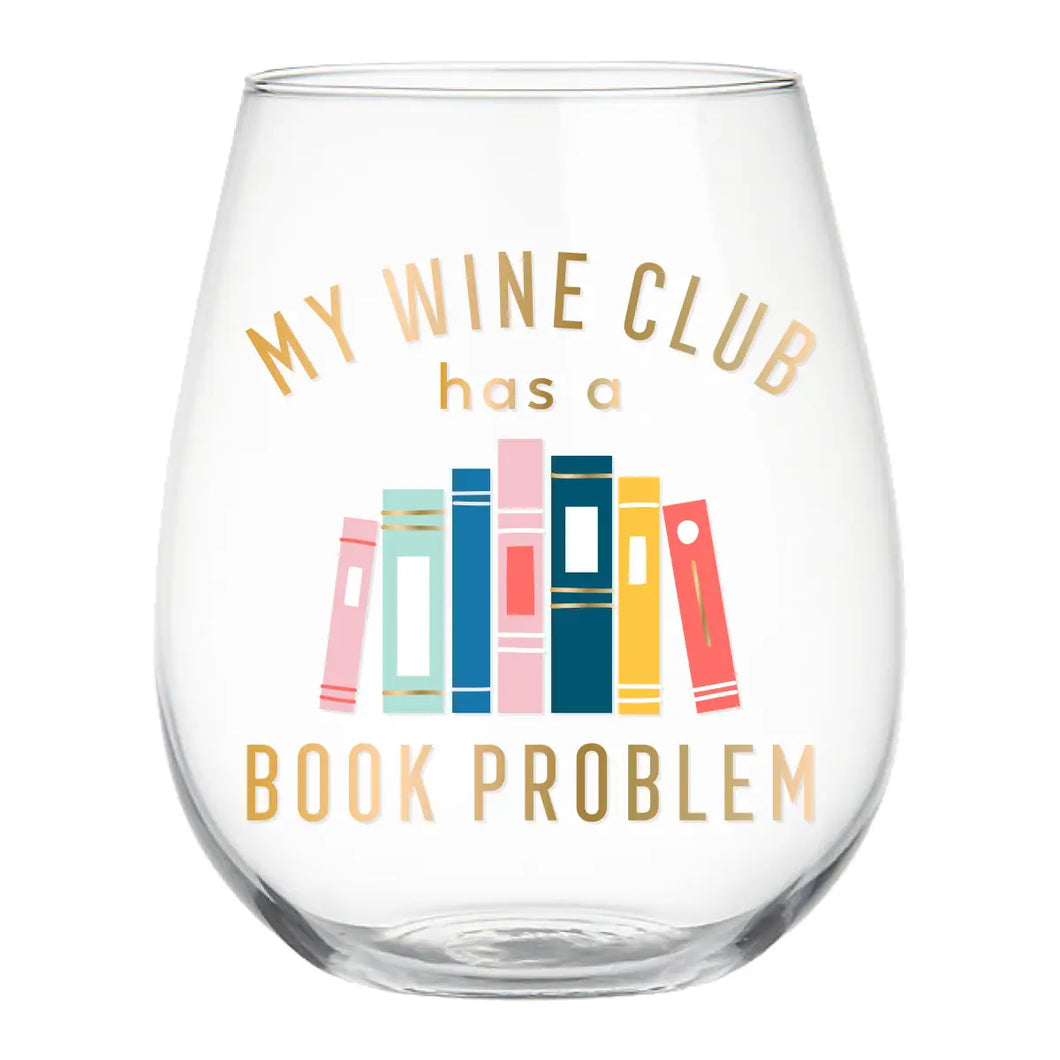 Book Club Stemless Wine Glass | Book Problem