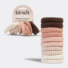 Load image into Gallery viewer, Kitsch - Recycled Fabric Ribbed Hair Elastics 10pc Set - Blush
