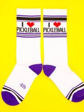 Load image into Gallery viewer, Gumball Poodle - I ❤️ Pickleball Gym Crew Socks
