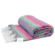 Load image into Gallery viewer, West Path - Grey and Coral Mint Mexican Falsa Blanket
