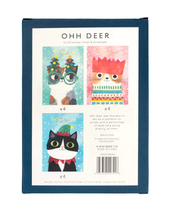 Cats in Hats Christmas Card Box of 12